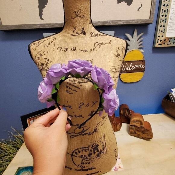 Gymboree PURPLE‎ roses rosettes headband - Picture 4 of 7